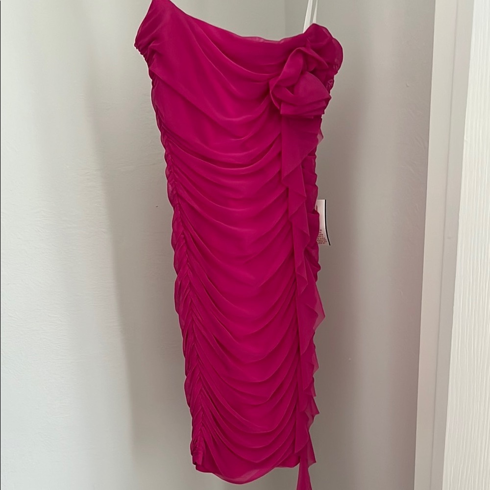 Elegant Pink Ruched Dress